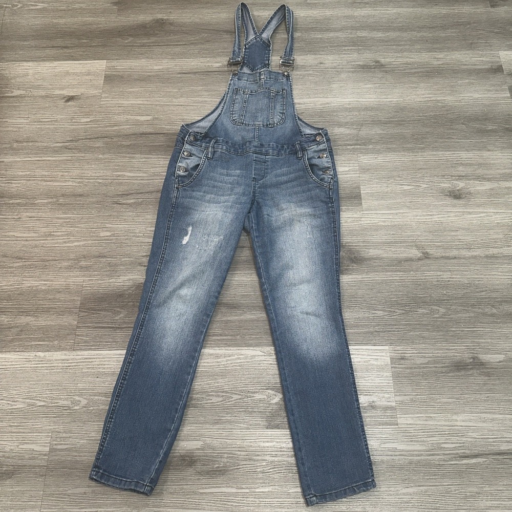Iei‎ Vintage Denim Overalls Size M Wash Distressed Adjustable Strap